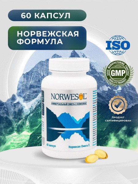 Norwesol Omega-3 Capsules: Fish Oil Supplement for Men, Pregnant & Breastfeeding Women (60 Count)