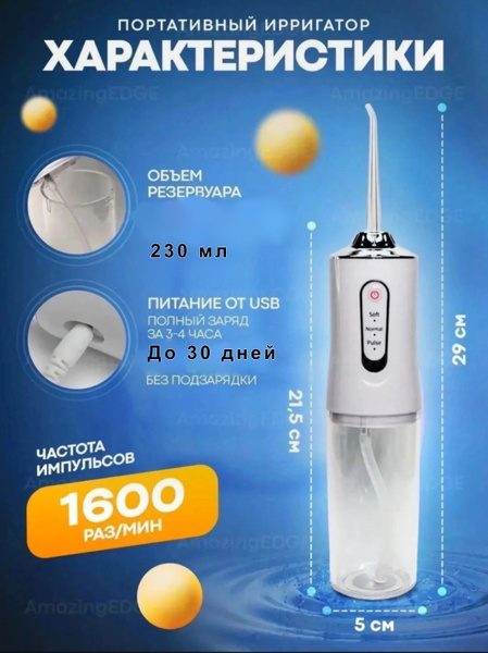 Portable Wireless Oral Irrigator: 4 Nozzles, 230ml, 3 Modes