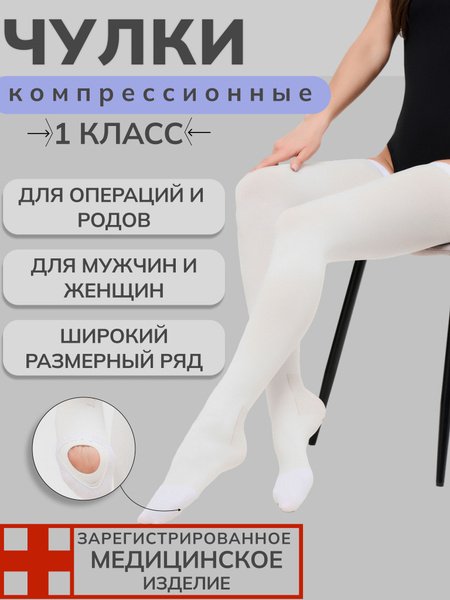 Rebind Health Compression Socks: White, Class 1, 1 Pair