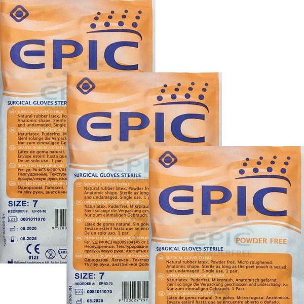 EPIC Medical Gloves, Size 7 - 3 Pack