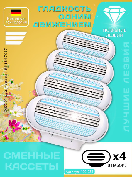 Women's Razor Blade Refills (4 Pack), Compatible with Model 100-033