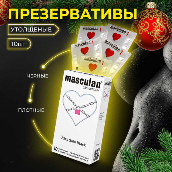 Masculan Ultra Safe Black Condoms: 10 Thick, Lubricated Condoms for Enhanced Pleasure & Protection