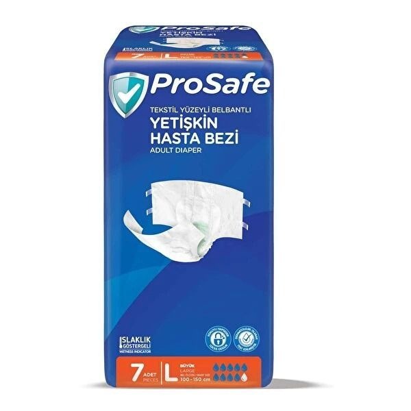 Prosafe Adult Diapers with Belt, Large (100-150cm Waist), 7 Count (Turkey)