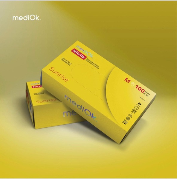 Nitrile Gloves Yellow (Sunrise) - Size Medium - Malaysia