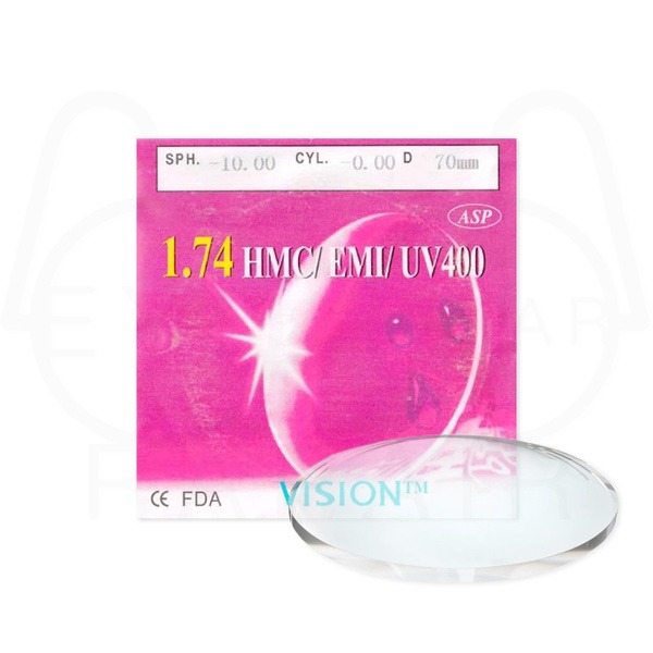 High-Index 1.74 Polymer Lens with Anti-Scratch, Multi-Coating, and UV Protection