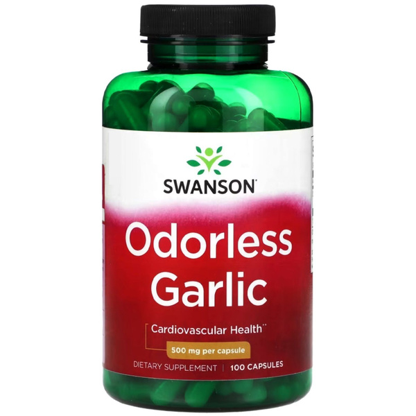 Odorless Garlic Supplement: 500mg, 100 Capsules - Immune & Cardiovascular Support