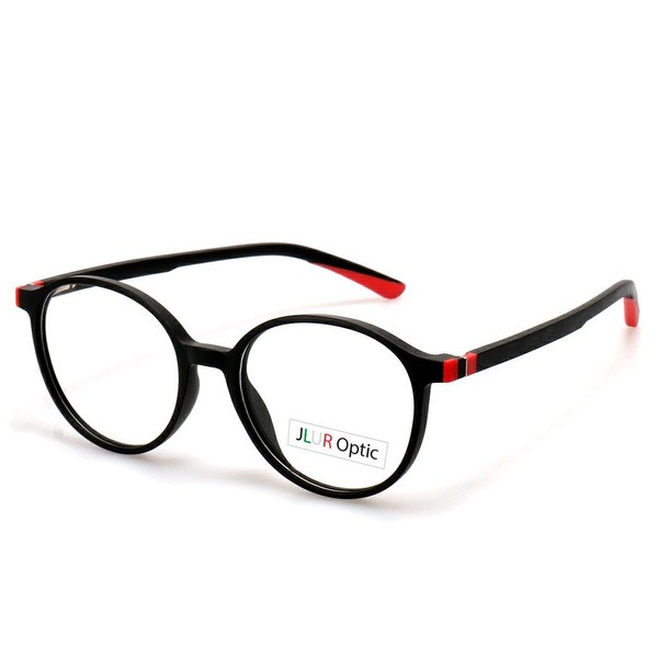 Men's Black Round/Panto Plastic Eyeglass Frames - Jlur Optic 02023951