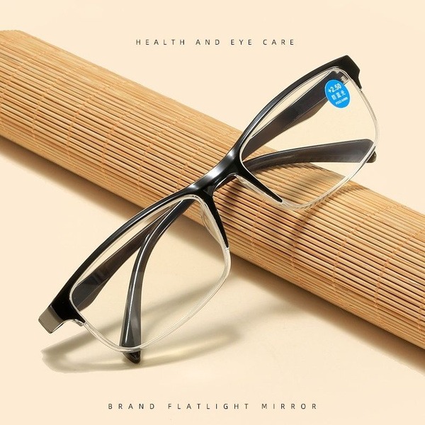 Half-Frame Black Men's Reading Glasses +1.5