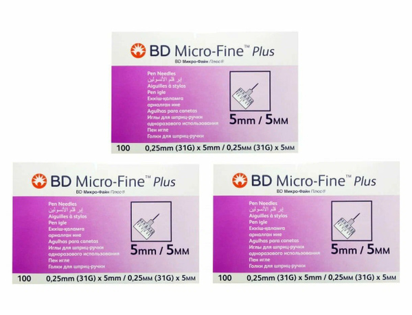BD Micro-Fine Plus 31G Insulin Pen Needles (0.25x5.0mm, 300 Count)