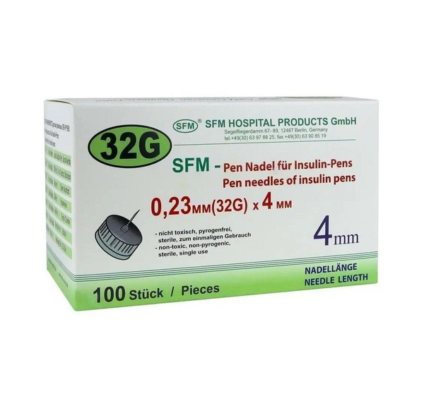 SFM Insulin Pen Needles 4mm, 100 Count
