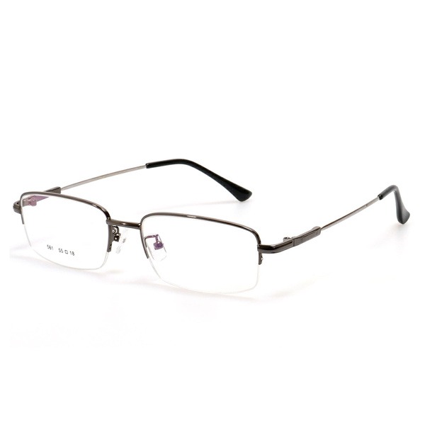 Men's Gray Metal Half-Rim Rectangle Eyeglasses - Jlur Optic 02022616