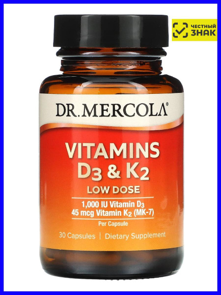 Dr. Mercola Vitamin D3 & K2 Supplement - 30 Capsules
