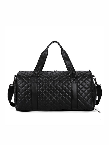 Large Waterproof Travel Duffel Bag with Shoe Compartment - Black