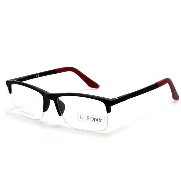 Men's Ruby Red Plastic Rectangular Half-Rim Glasses - Jlur Optic 02022836