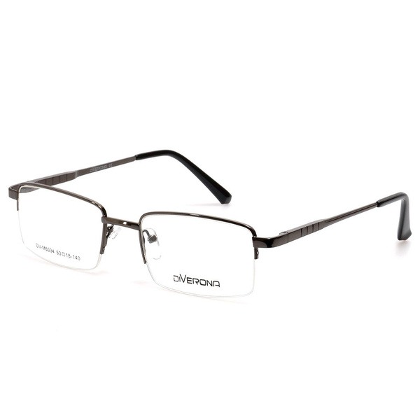 Unisex Gray Metal Semi-Rimless Rectangular Eyeglass Frames - Jlur Optic 02021795