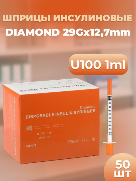 U-100 Insulin Syringes (1ml, 29G x 12.7mm, 50 Pack)