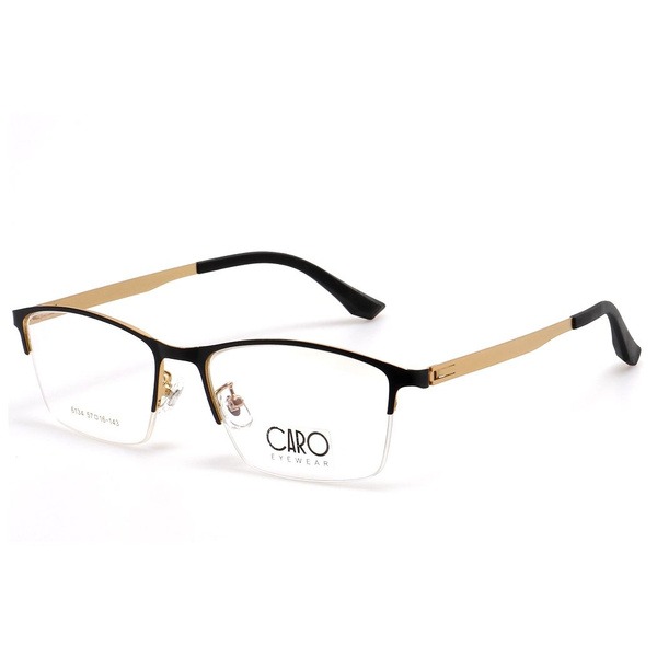 Men's Gold Metal Half-Rim Rectangular Eyeglass Frames - Jlur Optic 02023385