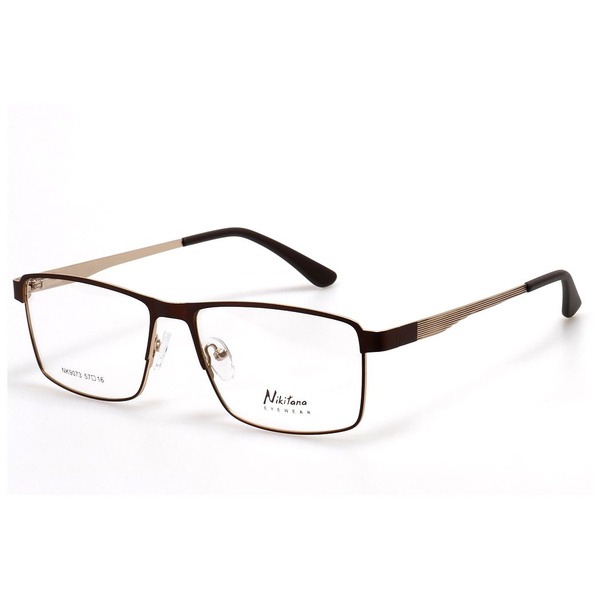 Men's Brown Metal Rectangle Eyeglass Frames - Jlur Optic 02024349
