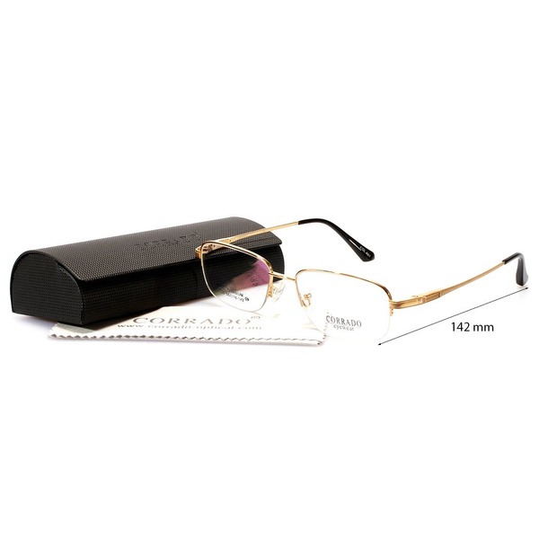Men's Gold Titanium Half-Rim Rectangle Eyeglasses - Jlur Optic 02008925