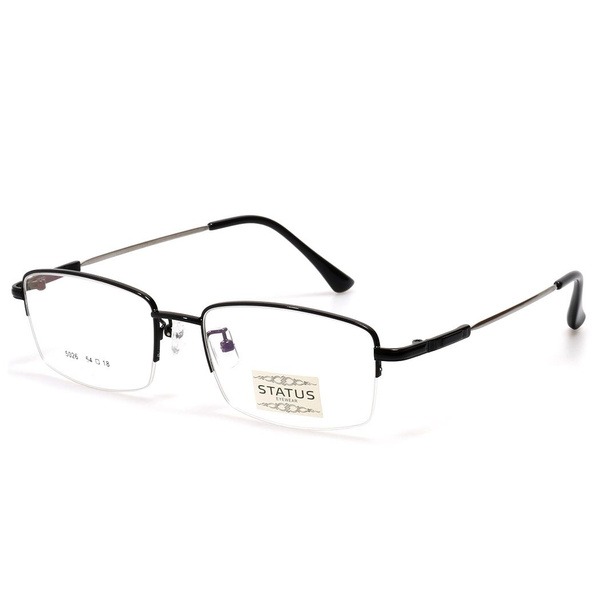 Men's Black Metal Half-Rim Rectangular Eyeglasses - Jlur Optic 02022622