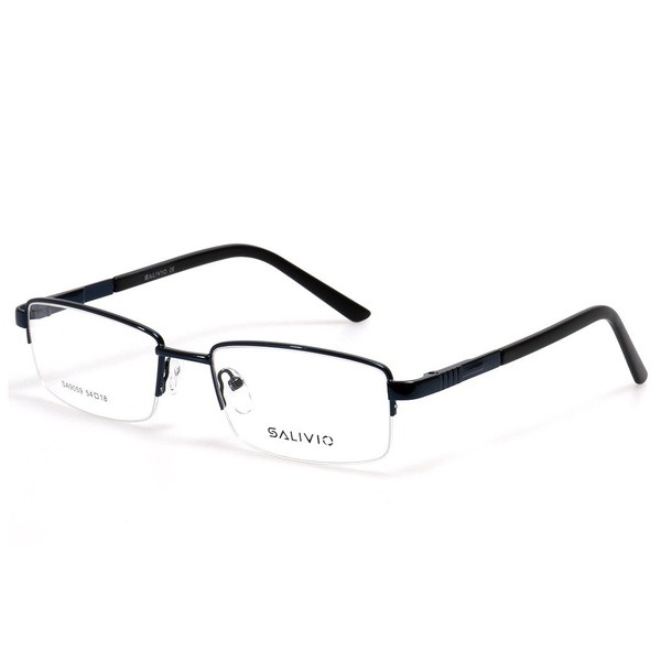 Unisex Blue Metal Half-Rim Rectangular Eyeglass Frames - Jlur Optic 02024654