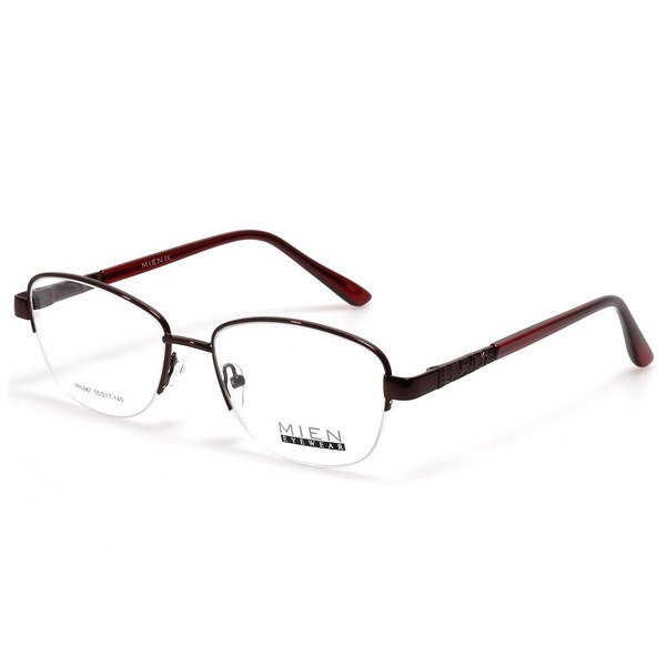 Women's Burgundy Metal Half-Rim Butterfly Sunglasses - Jlur Optic 02024298