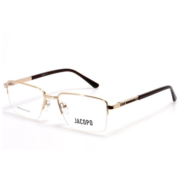 Men's Gold Metal Half-Rim Rectangle Eyeglasses - Jlur Optic 02023470