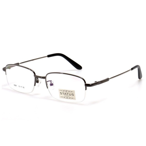 Men's Gray Metal Half-Rim Rectangle Eyeglasses - Jlur Optic 02022639