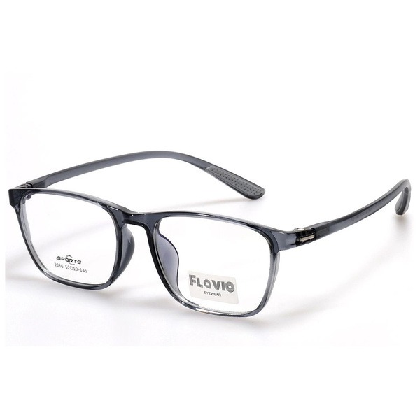 Unisex Gray Plastic Rectangle Eyeglass Frames - Jlur Optic 02024042