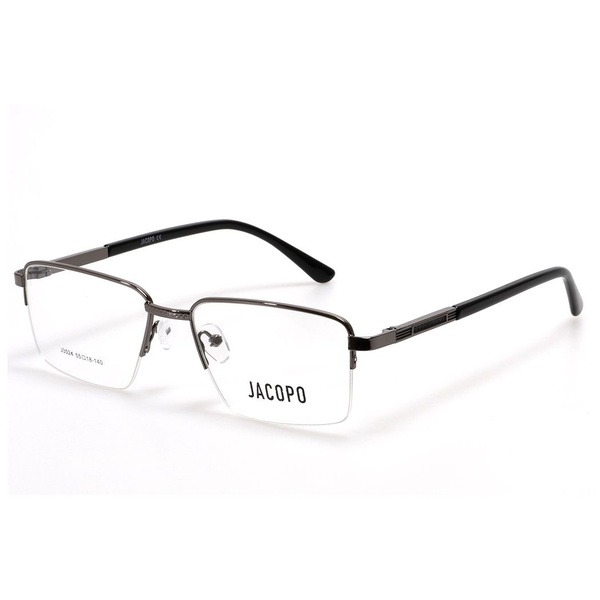 Men's Grey Metal Half-Rim Rectangle Eyeglasses - Jlur Optic 02023472