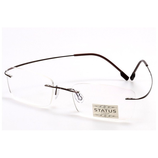 Men's Brown Titanium Rimless Rectangular Eyeglasses - Jlur Optic 02022278