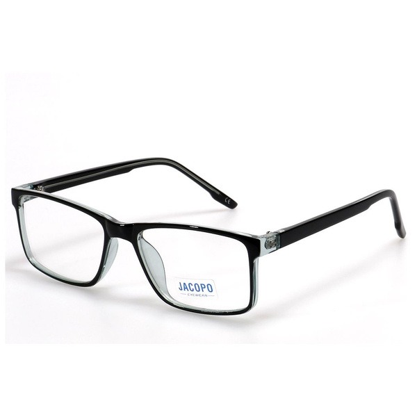 Unisex Black Rectangular Plastic Eyeglass Frames - Jlur Optic 02023862