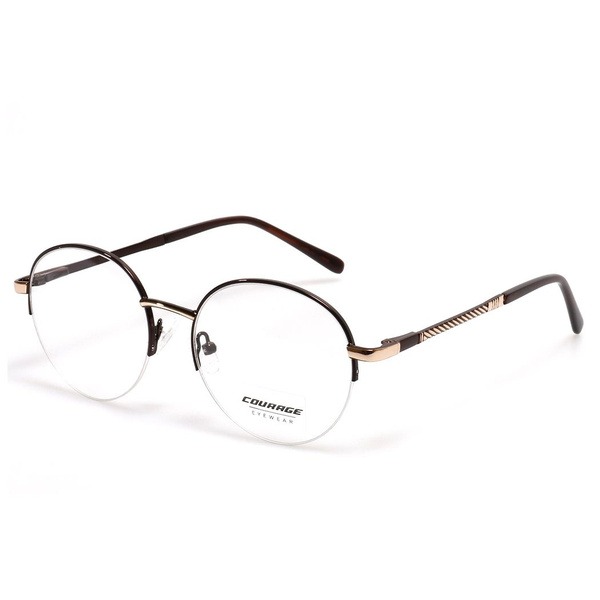 Women's Brown Metal Half-Rim Round/Panto Glasses - Jlur Optic 02023537
