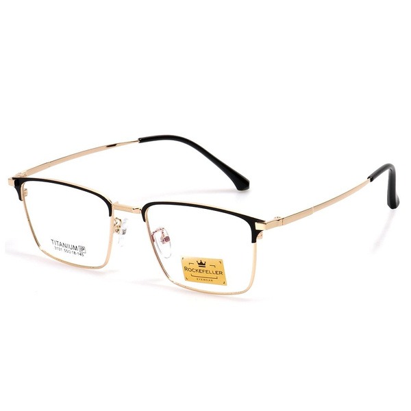 Men's Gold Metal Rectangle Eyeglass Frames - Jlur Optic 02022608