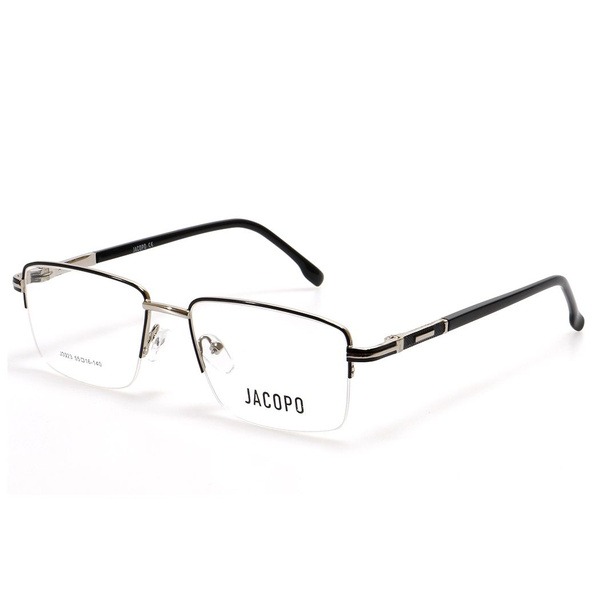 Men's Silver Metal Half-Rim Rectangular Eyeglasses - Jlur Optic 02023468
