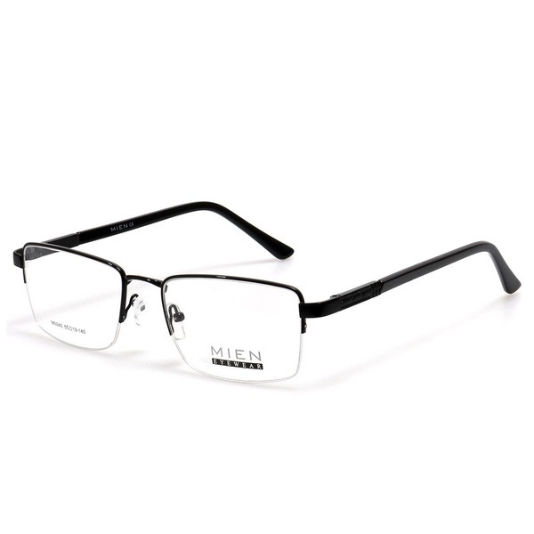 Men's Black Metal Half-Rim Rectangle Eyeglasses - Jlur Optic 02021728
