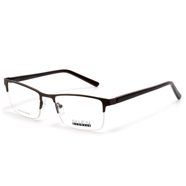 Unisex Brown Rectangle Semi-Rimless Eyeglass Frames - Jlur Optic 02024226