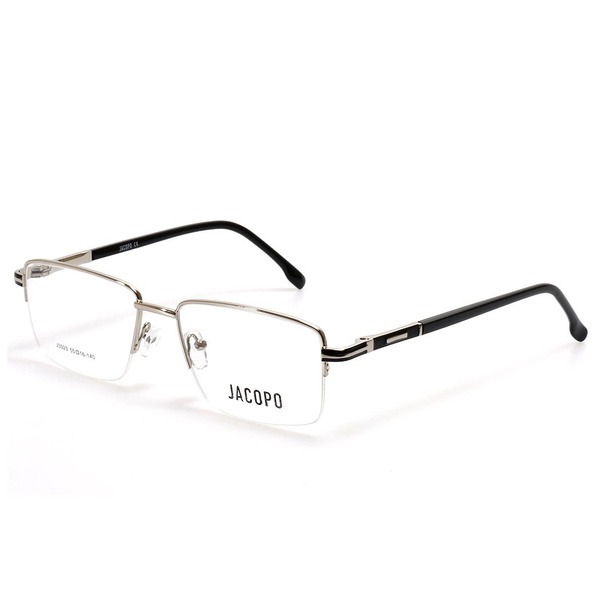 Men's Silver Metal Half-Rim Rectangle Eyeglass Frames - Jlur Optic 02023464