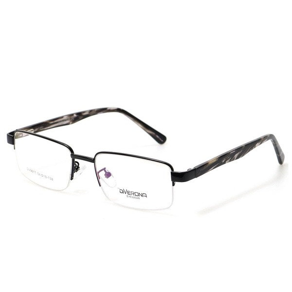Men's Black Half-Rim Rectangular Optical Frames - Jlur Optic 02023645