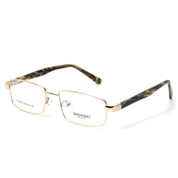 Men's Gold Rectangular Rimmed Eyeglasses - Jlur Optic 02023653