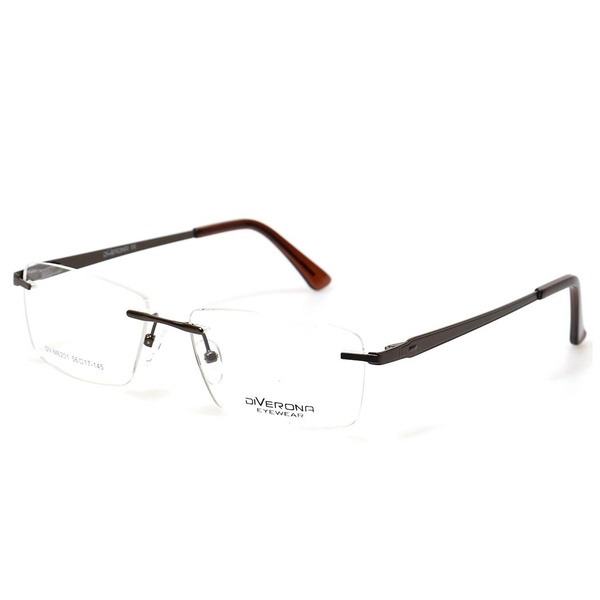 Unisex Brown Metal Frameless Rectangular Glasses - Jlur Optic 02023693