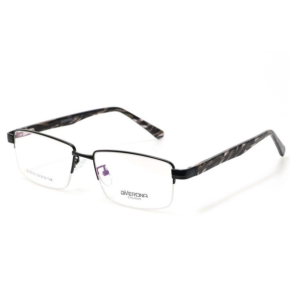 Men's Black Rectangular Half-Rim Glasses - Jlur Optic 02023649