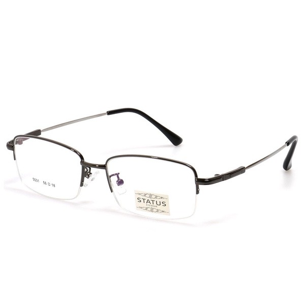 Men's Gray Metal Half-Rim Rectangle Eyeglasses - Jlur Optic 02022625