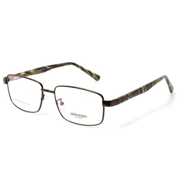 Men's Brown Metal Rectangle Eyeglass Frames - Jlur Optic 02023640