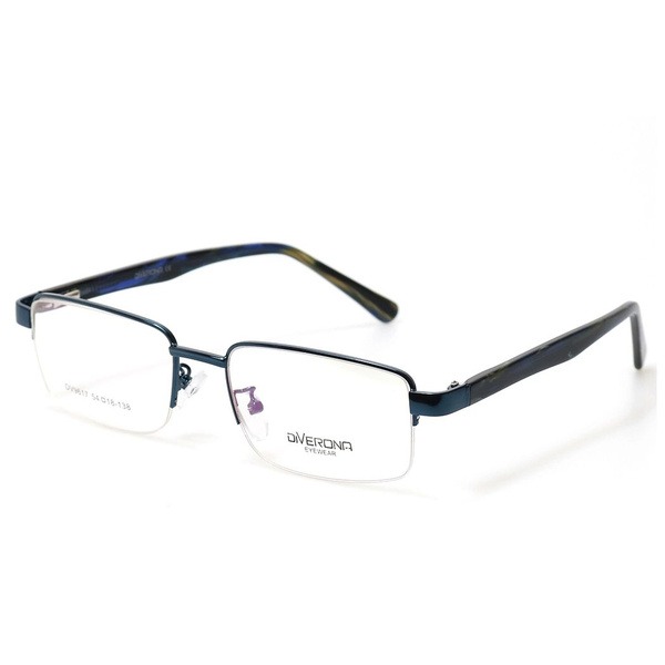 Men's Blue Rectangular Half-Rim Glasses - Jlur Optic 02023646