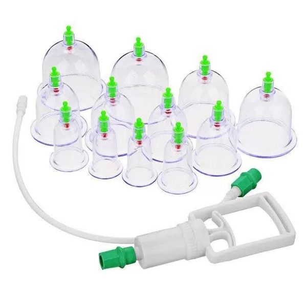 Vacuum Cupping Set: 12 Anti-Cellulite Massage Jars with Pump