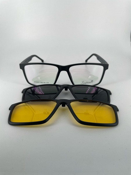 Santarelli ST2264 Magnetic Clip-On Sunglasses: Plastic Frame, 2 Lenses