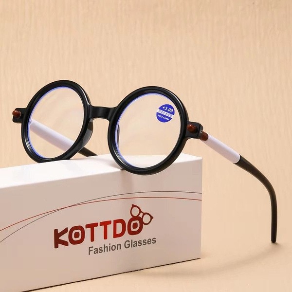 Men's Round Black Reading Glasses +3.0