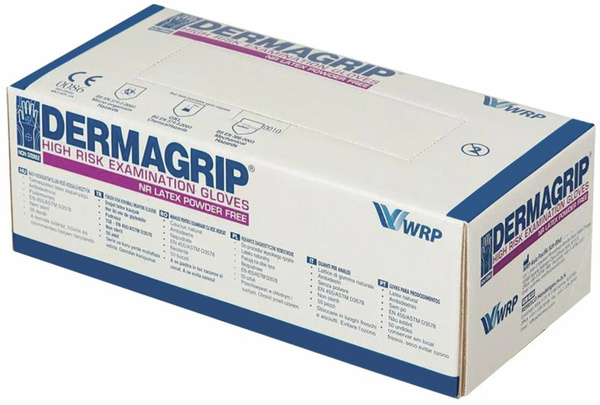 Dermagrip High Risk Latex Exam Gloves (XL, 50 Count) - Non-Sterile, Powder-Free
