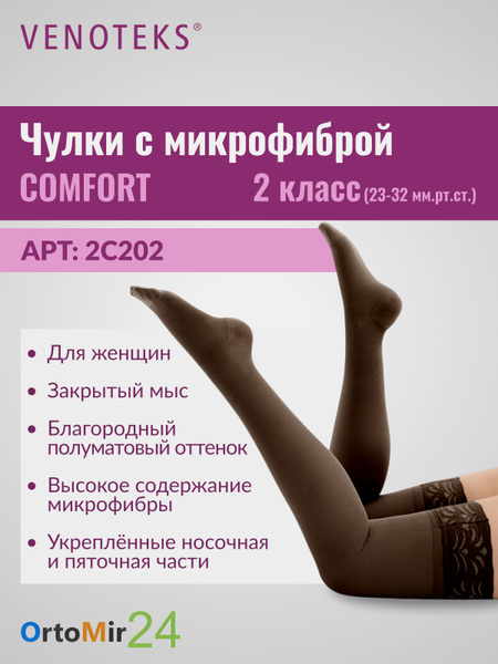Venoteks Compression Stockings: Black, 20-30 mmHg, 1 Pair
